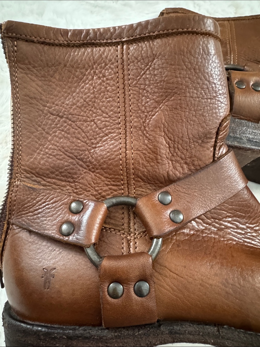 Frye Brown Leather Harness Ankle Boots - Picture 2 of 11